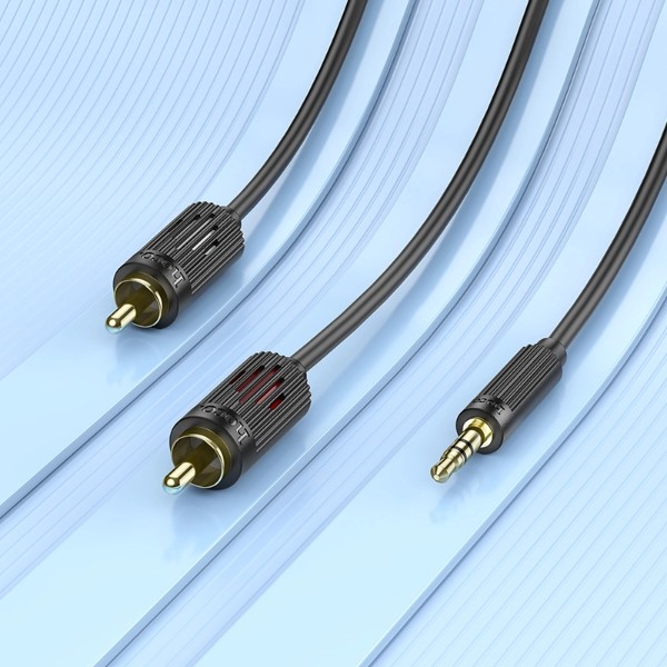 Фото - Кабель RCA HOCO UPA28 3.5 double lotus RCA audio cable Black (6942007607759)