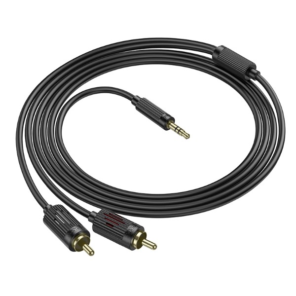 Фото - Кабель RCA HOCO UPA28 3.5 double lotus RCA audio cable Black (6942007607759)