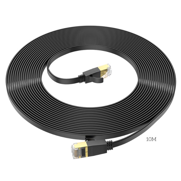 Фото - Кабель патч-корд HOCO US07 General pure copper flat network cable 10 м Black (6931474780713)