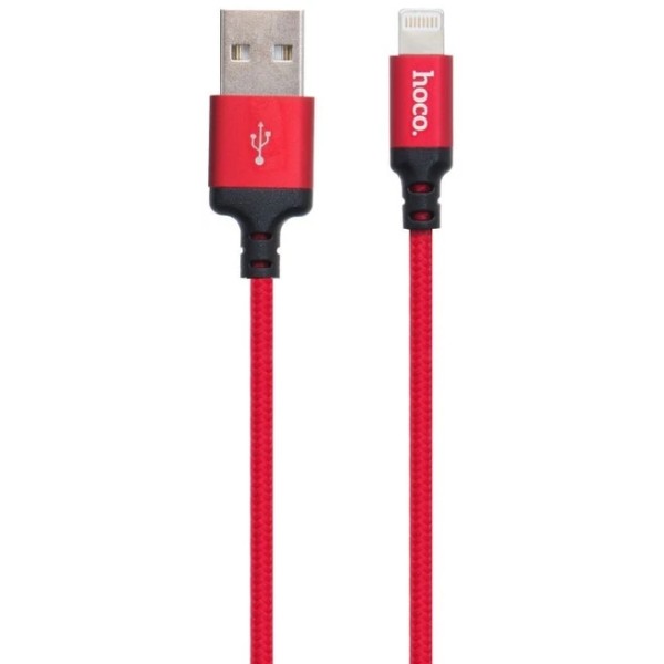 Фото - Кабель HOCO X14 USB to iP 2A 2 m Black/Red (6957531062899)