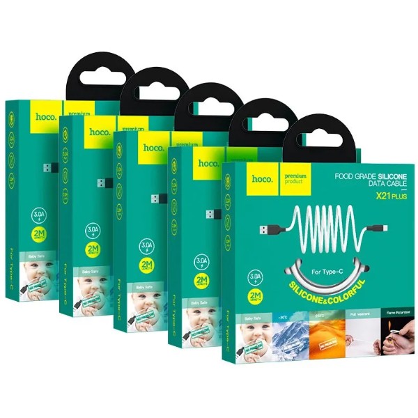 Фото - Кабель HOCO X21 Plus USB to Type-C 3A, 2m Black+White (6931474713889)