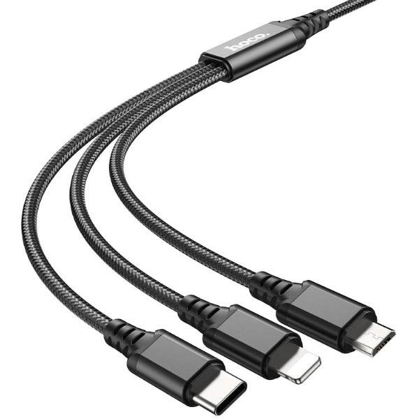 Фото - Кабель HOCO X76 3-in-1 iP+Type-C+Micro Black (6931474767400)