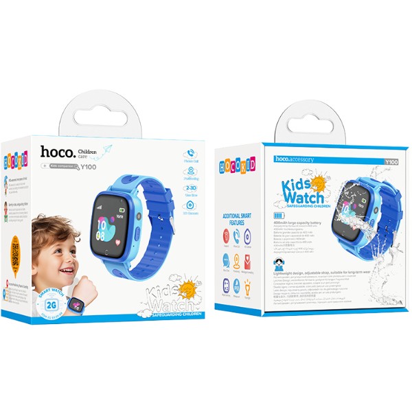 Фото - Детские часы HOCO Y100 36mm. SIM 2G. 400 mAh. IP65 Blue (6942007625630)