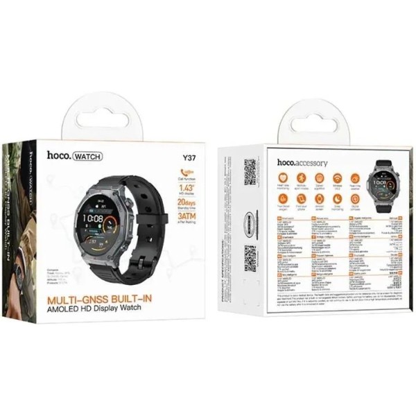 Фото - Смарт-часы HOCO Y37 AMOLED 36mm 520 mAh GPS lack (6942007666046)