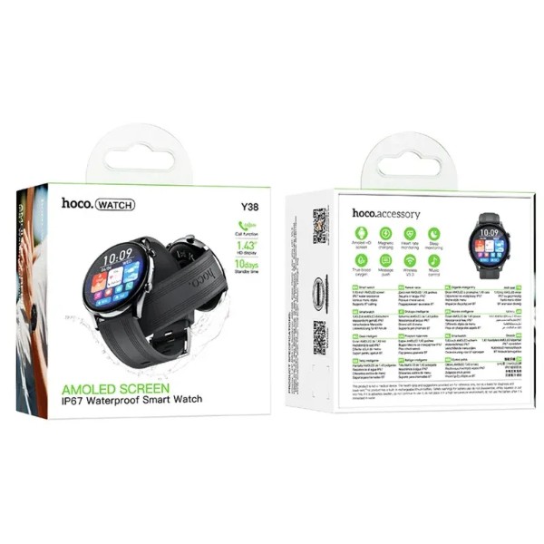 Фото - Смарт-часы HOCO Y38 AMOLED 36mm 300 mAh Black (6942007672047)