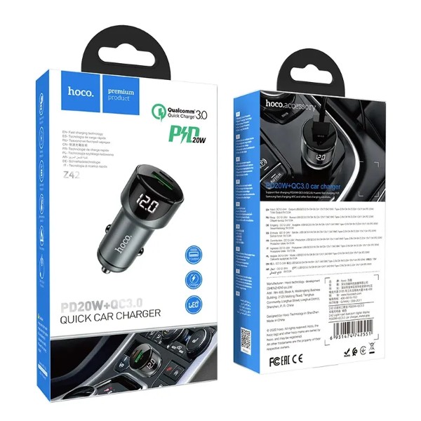 Фото - Автомобильное зарядное устройство HOCO Z42 PD20W+QC3.0 Metal Gray (6931474742551)