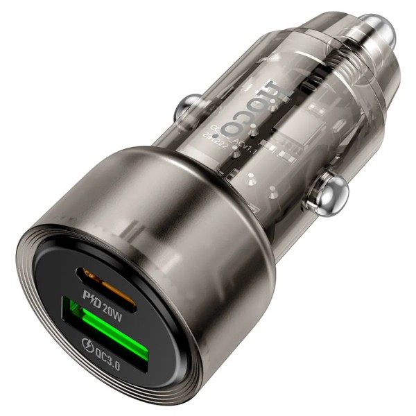 Фото - Автомобильное зарядное устройство HOCO Z52 Spacious PD38W (1C1A) Transparent Black (6942007601740)