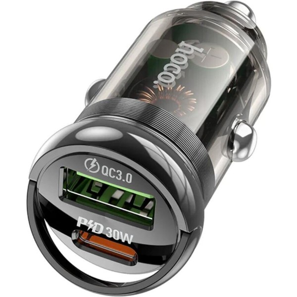 Фото - Автомобильное зарядное устройство HOCO Z53A Vision PD30W+QC3.0 Transparent Black (6942007611305)