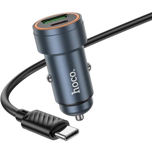 Фото - Автомобільний зарядний пристрій HOCO Z57A Glorious PD30W+QC3.0 Metal Gray (6942007633147)