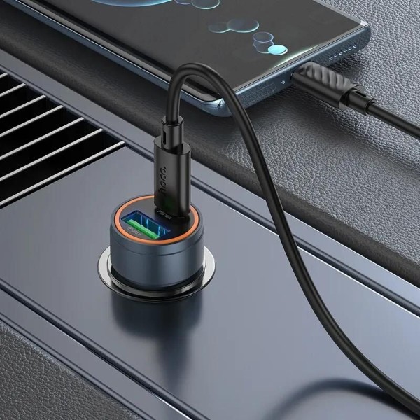 Фото - Автомобільний зарядний пристрій HOCO Z57A Glorious PD30W+QC3.0 Metal Gray (6942007633147)