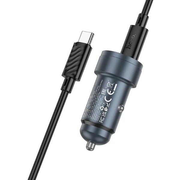 Фото - Автомобільний зарядний пристрій HOCO Z57A Glorious PD30W+QC3.0 Metal Gray (6942007633147)