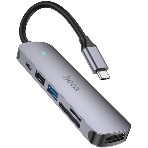 Фото - Хаб USB HOCO HB28 Type-C multi-function converter Metal Gray (6931474769336)