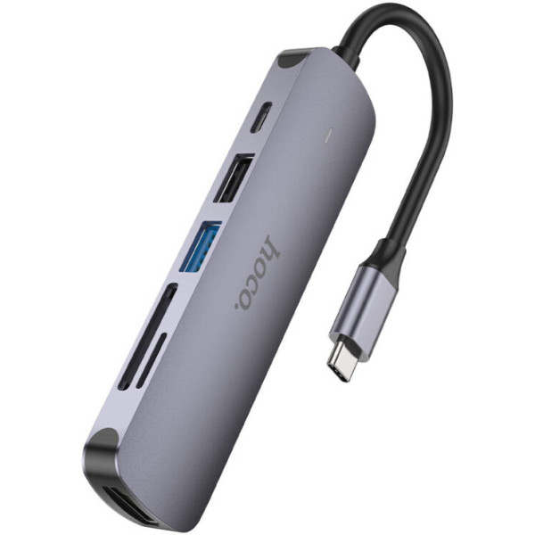 Фото - Хаб USB HOCO HB28 Type-C multi-function converter Metal Gray (6931474769336)