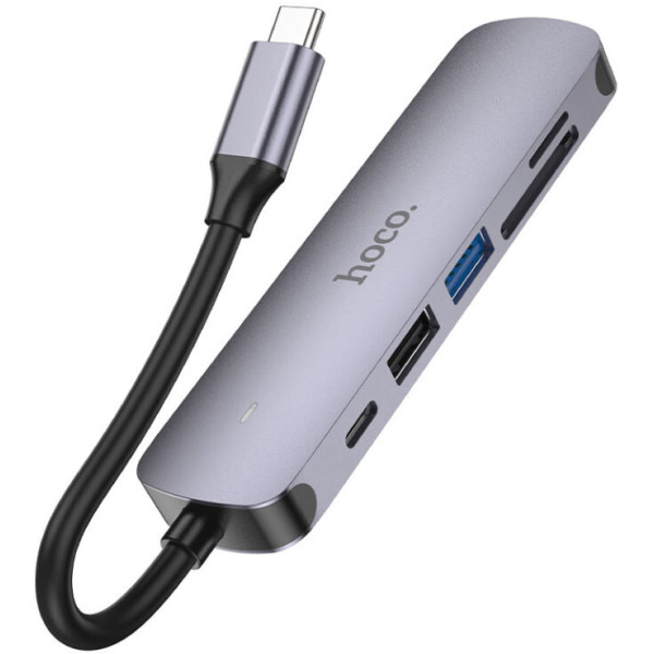 Фото - Хаб USB HOCO HB28 Type-C multi-function converter Metal Gray (6931474769336)