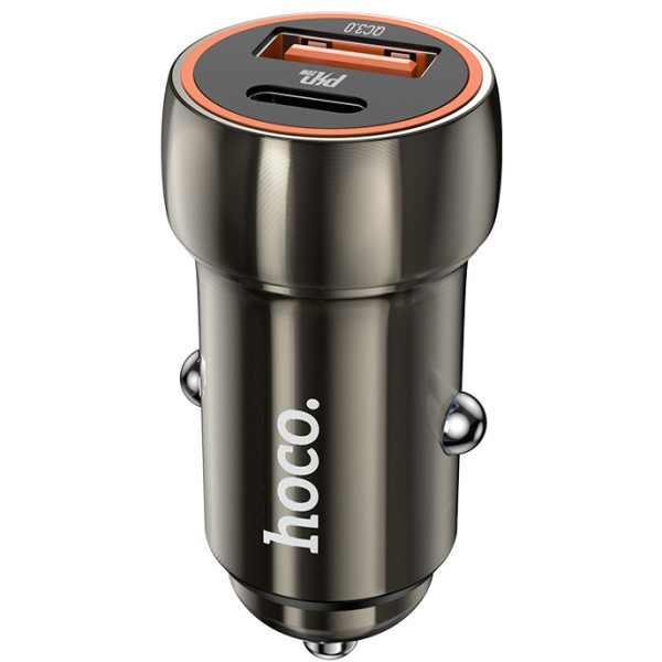 Фото - Автомобільний зарядний пристрій HOCO Z46A Blue whale PD20W+QC3.0 car charger Metal Gray (6931474770332)
