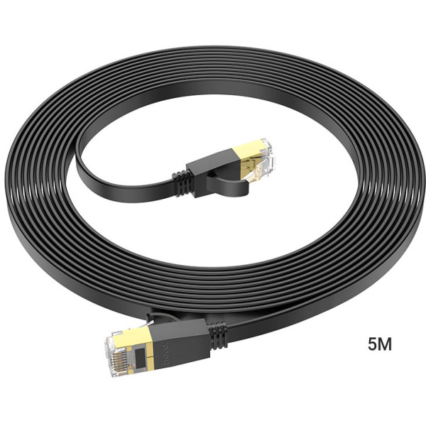 Фото - Кабель патч-корд HOCO US07 General pure copper flat network cable 5 м Black (6931474780706)