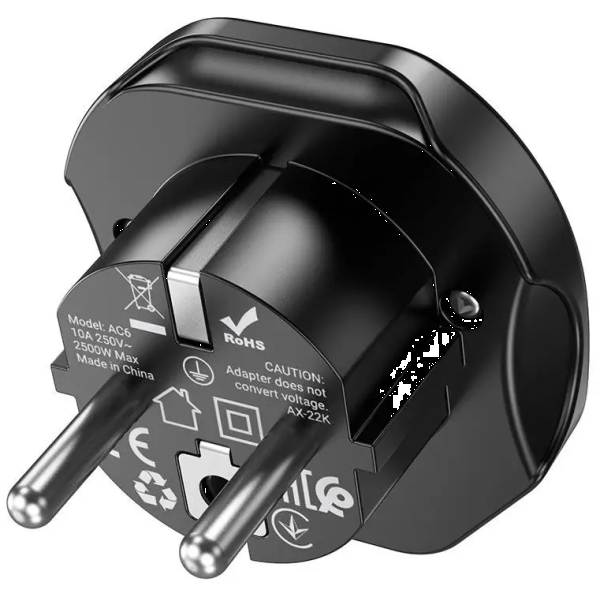 Фото - Перехідник 220В HOCO AC6 Black (6931474791511)