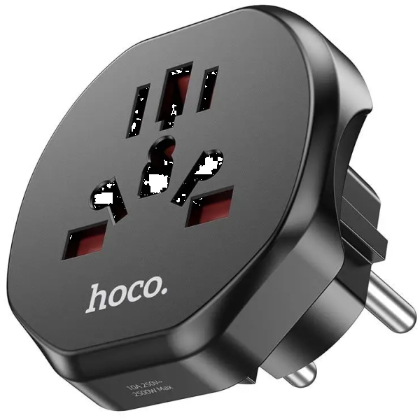 Фото - Перехідник 220В HOCO AC6 Black (6931474791511)