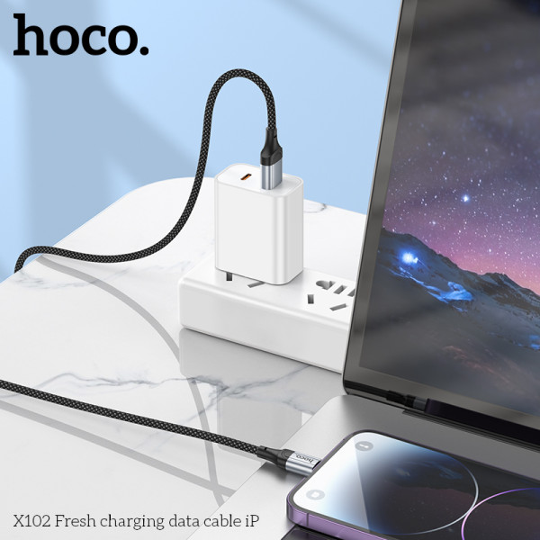 Фото - Кабель HOCO X102 Fresh charging data cable iP Black (6942007608756)