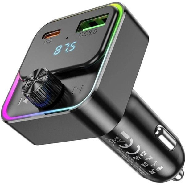 Фото - FM модулятор HOCO E81 PD30W+QC3.0 car BT Black (6942007612296)