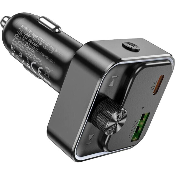 Фото - FM модулятор HOCO E81 PD30W+QC3.0 car BT Black (6942007612296)
