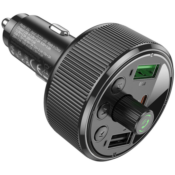 Фото - FM модулятор HOCO E82 PD30W+QC3.0 car BT Black (6942007620642)