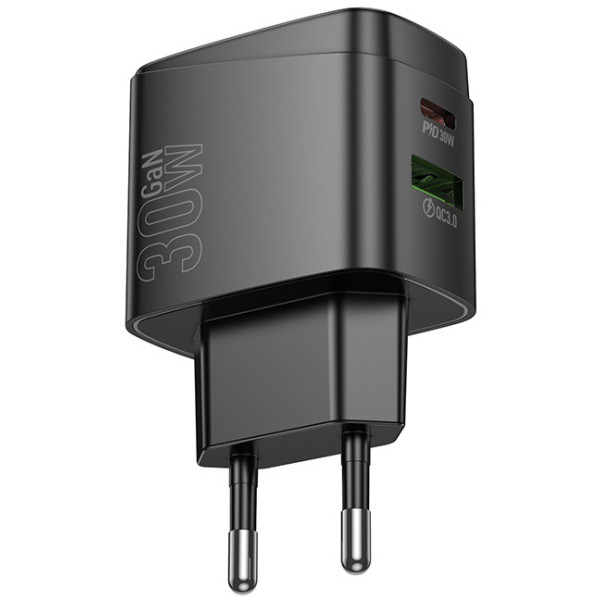 Фото - Мережевий зарядний пристрій HOCO CS61A Bright PD30W+QC3.0 (EU) Black (6942007638425)
