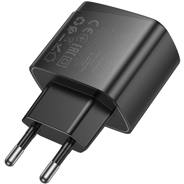 Фото - Мережевий зарядний пристрій HOCO CS61A Bright PD30W+QC3.0 (EU) Black (6942007638425)
