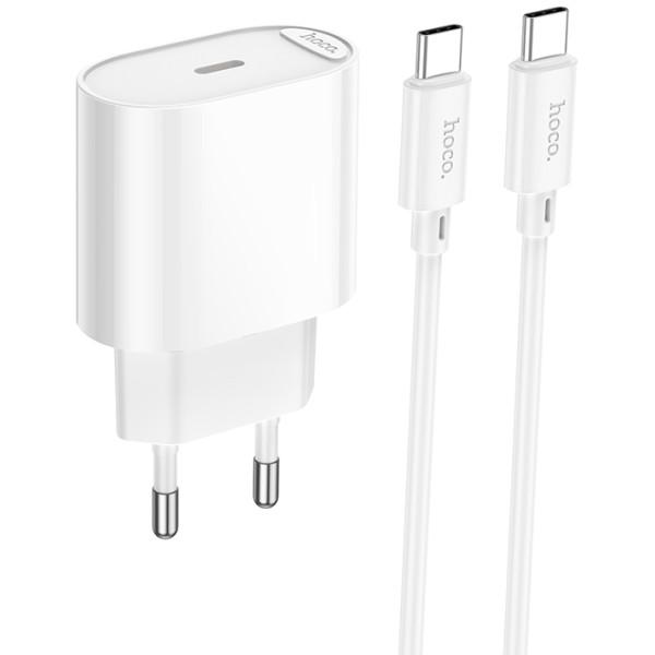 Фото - Сетевое зарядное устройство HOCO C109A(PD20W) Fighter single port PD20W charger set(C to C) White (6942007656672)