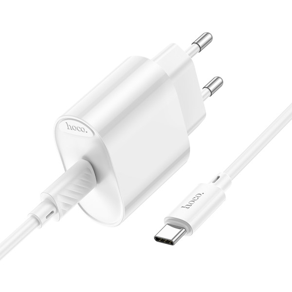 Фото - Сетевое зарядное устройство HOCO C109A(PD20W) Fighter single port PD20W charger set(C to C) White (6942007656672)