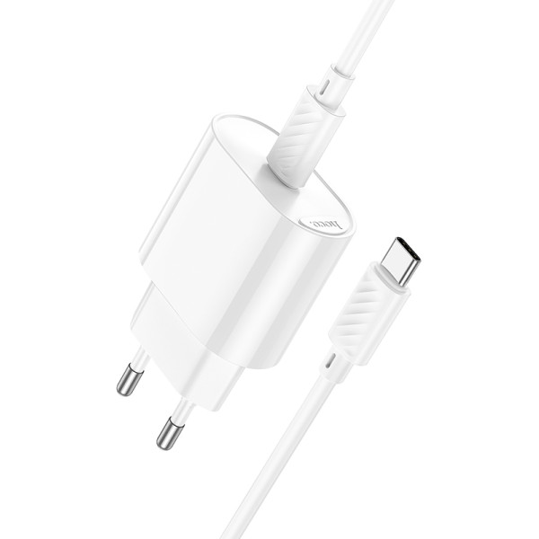Фото - Сетевое зарядное устройство HOCO C109A(PD20W) Fighter single port PD20W charger set(C to C) White (6942007656672)