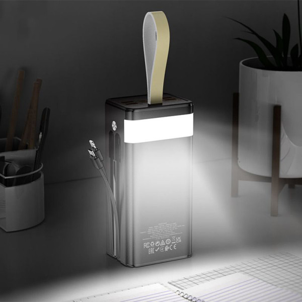 Фото - Батарея мобільна HOCO DB58A Plentiful 22.5W +вбудовані кабелі +LED 40000 mAh Black (715356)