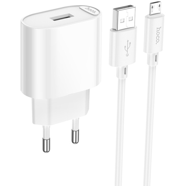 Фото - Сетевое зарядное устройство HOCO C109A(10.5W) Fighter single port charger set(Micro) White (6942007656603)