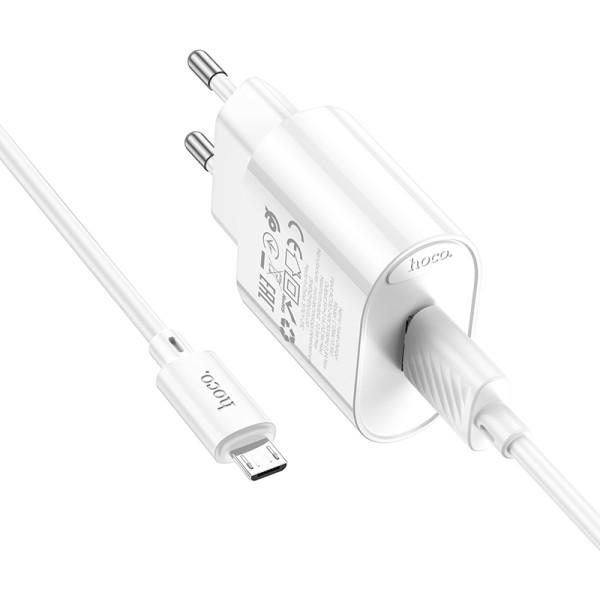 Фото - Сетевое зарядное устройство HOCO C109A(10.5W) Fighter single port charger set(Micro) White (6942007656603)