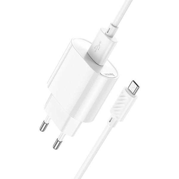 Фото - Сетевое зарядное устройство HOCO C109A(10.5W) Fighter single port charger set(Micro) White (6942007656603)