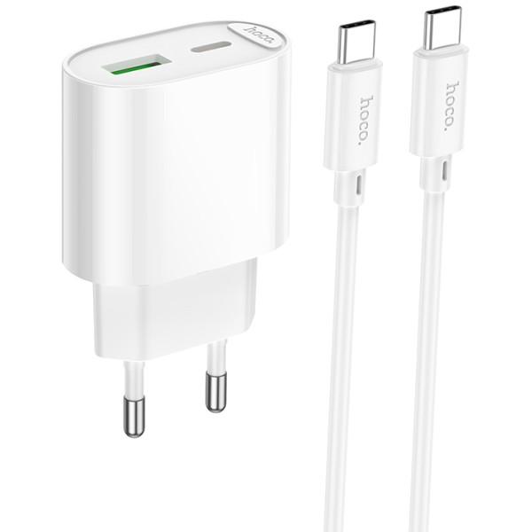 Фото - Сетевое зарядное устройство HOCO C109A(PD20W+QC3.0) Fighter PD20W+QC3.0 charger set(C to C) White (6942007656733)