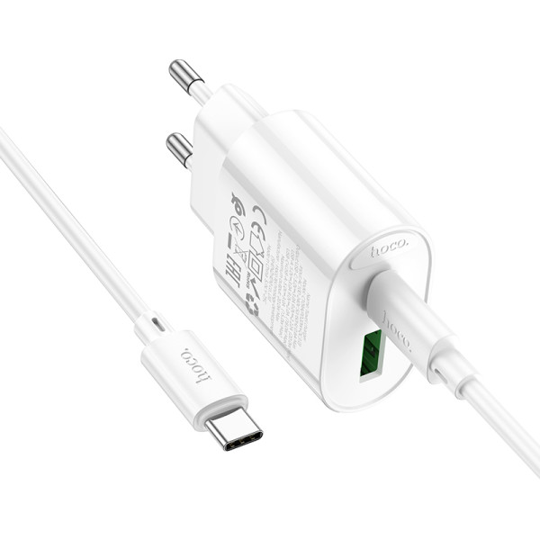 Фото - Сетевое зарядное устройство HOCO C109A(PD20W+QC3.0) Fighter PD20W+QC3.0 charger set(C to C) White (6942007656733)
