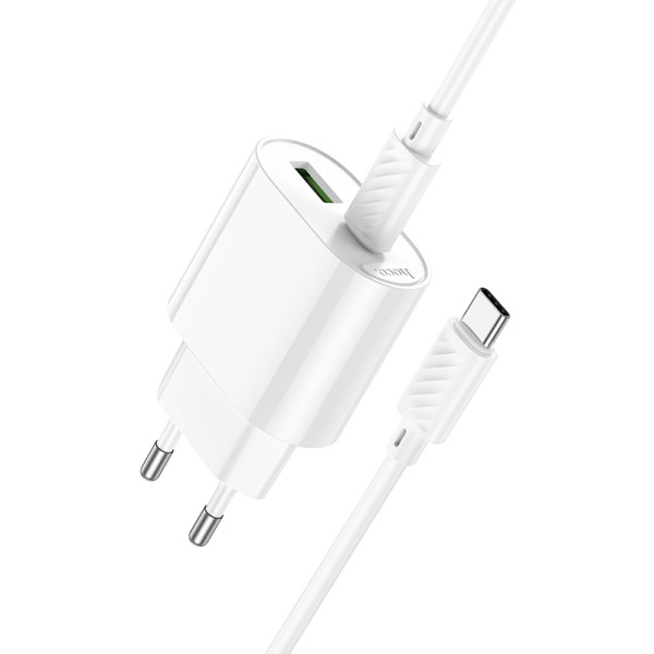 Фото - Сетевое зарядное устройство HOCO C109A(PD20W+QC3.0) Fighter PD20W+QC3.0 charger set(C to C) White (6942007656733)