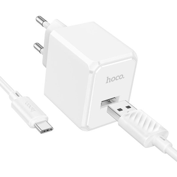 Фото - Сетевое зарядное устройство HOCO CS11A Ocean single port charger set(Type-C) White (6942007603614)