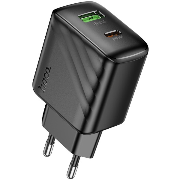 Фото - Мережевий зарядний пристрій HOCO CS25A Rico PD20W+QC3.0 charger Black (6942007639781)