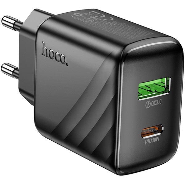 Фото - Мережевий зарядний пристрій HOCO CS25A Rico PD20W+QC3.0 charger Black (6942007639781)