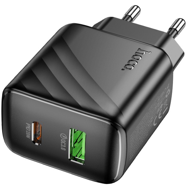 Фото - Мережевий зарядний пристрій HOCO CS25A Rico PD20W+QC3.0 charger Black (6942007639781)