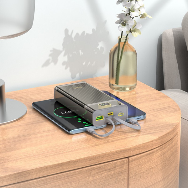 Фото - Батарея мобільна HOCO J104A Discovery edition 22.5W fully compatible power bank with cable 20000mAh Gray (6931474788962)