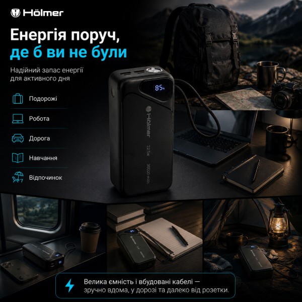 Фото - Батарея мобільна Holmer Cheetah 30000 mAh 22.5W Type-C Black (NRG-02)