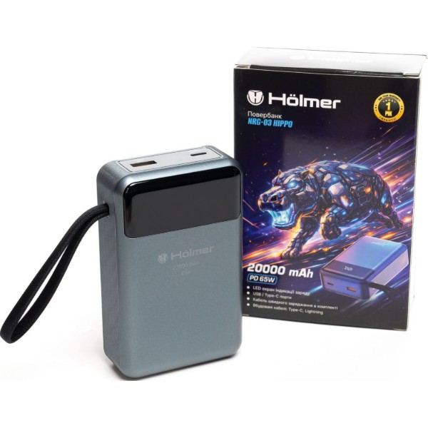 Фото - Батарея мобильная Holmer Hippo 20000 mAh 65W Type-C Black (NRG-03)