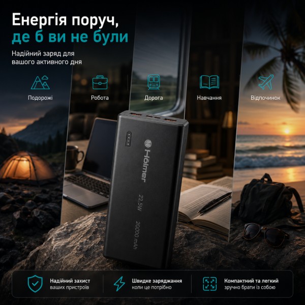 Фото - Батарея мобильная Holmer Rabbit 20000 mAh 22.5W Type-C Black (NRG-01)