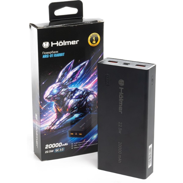 Фото - Батарея мобильная Holmer Rabbit 20000 mAh 22.5W Type-C Black (NRG-01)