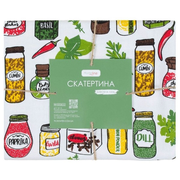 Фото - Скатерть прямоугольная Home Line 120х150 Полупанама специи зелено-красные (184225)