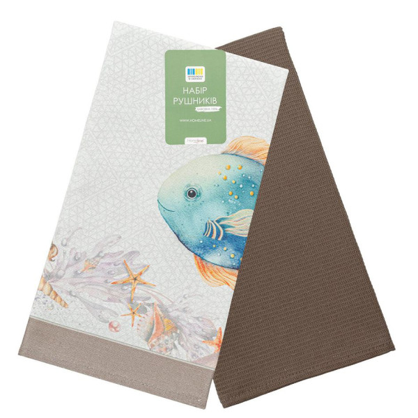 Фото - Набір рушників Home Line 40Х60 РИБА-МЕТЕЛИК коричневий (196682)