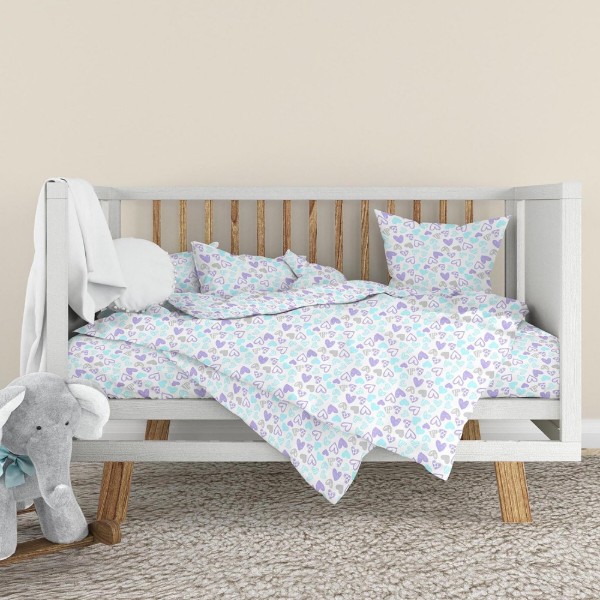 Фото - Комплект постільної білизни дитячий Home Line Бязь +нав 40х60 см СЕРДЕЧКИ лавандово-бірюзові (193595) Фото - Комплект постільної білизни дитячий Home Line Бязь +нав 40х60 см СЕРДЕЧКИ лавандово-бірюзові (193595)